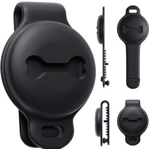 KAYFOVO Airtag case for Dog Collar Holder Protective Anti-Scratch Case - Black